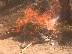 Voodoo worship paraphernalia voluntarily burned...