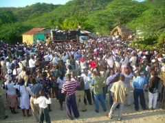 Outdoor Christian praise and worship service...